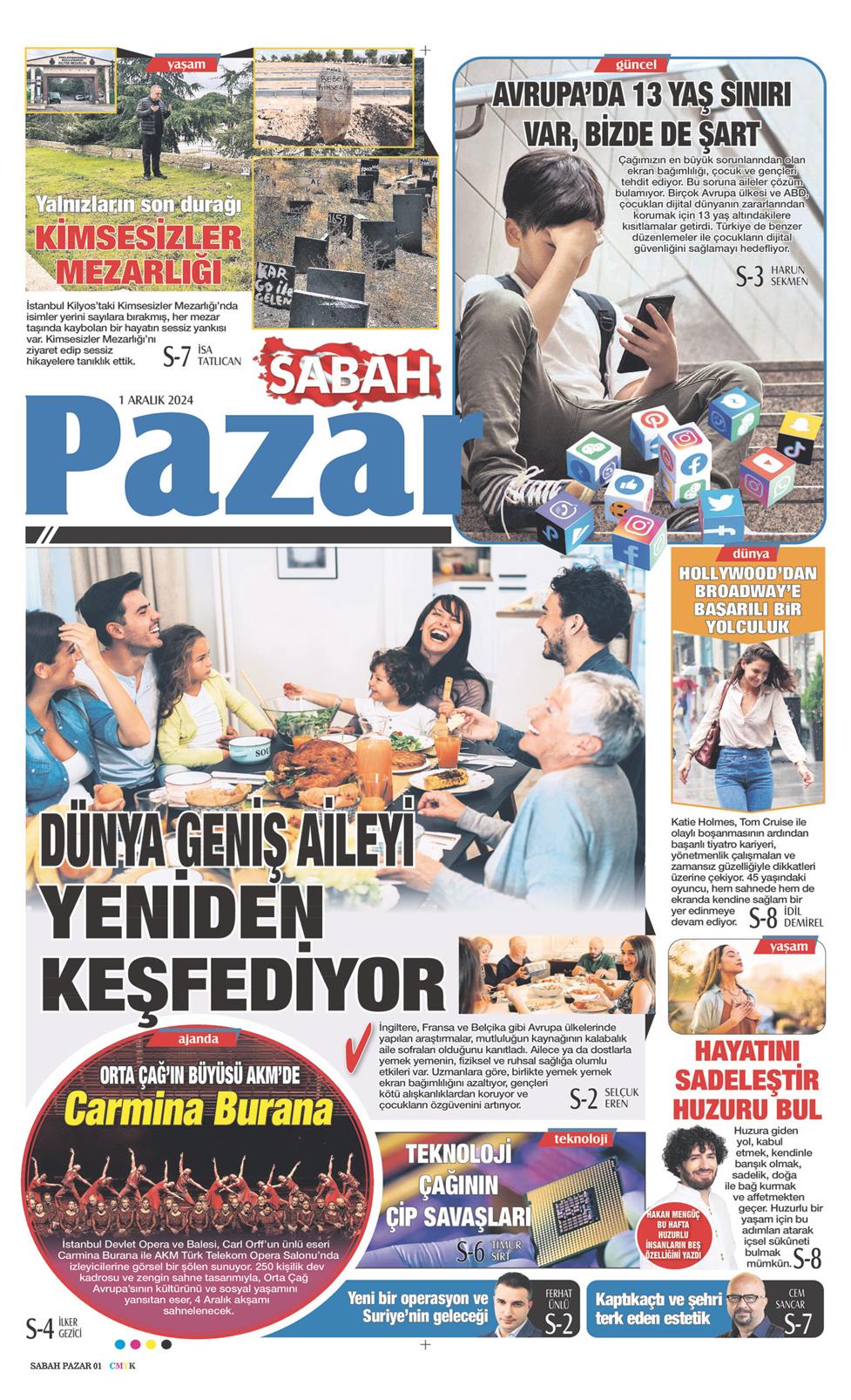 01 Aralık 2024 Pazar - Sabah Pazar gazetesi manşet