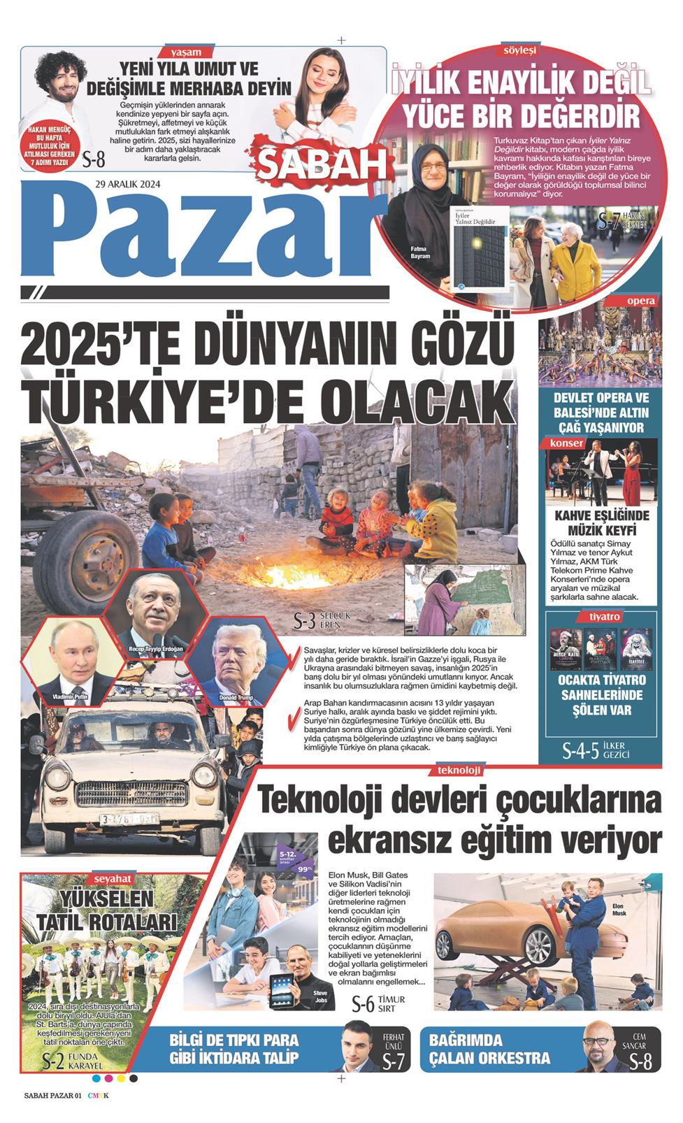 29 Aralık 2024 Pazar - Sabah Pazar gazetesi manşet