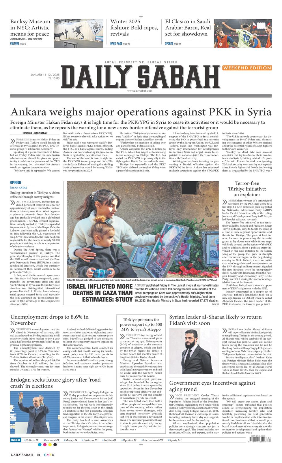 11 Ocak 2025 Cumartesi - Daily Sabah gazetesi manşet