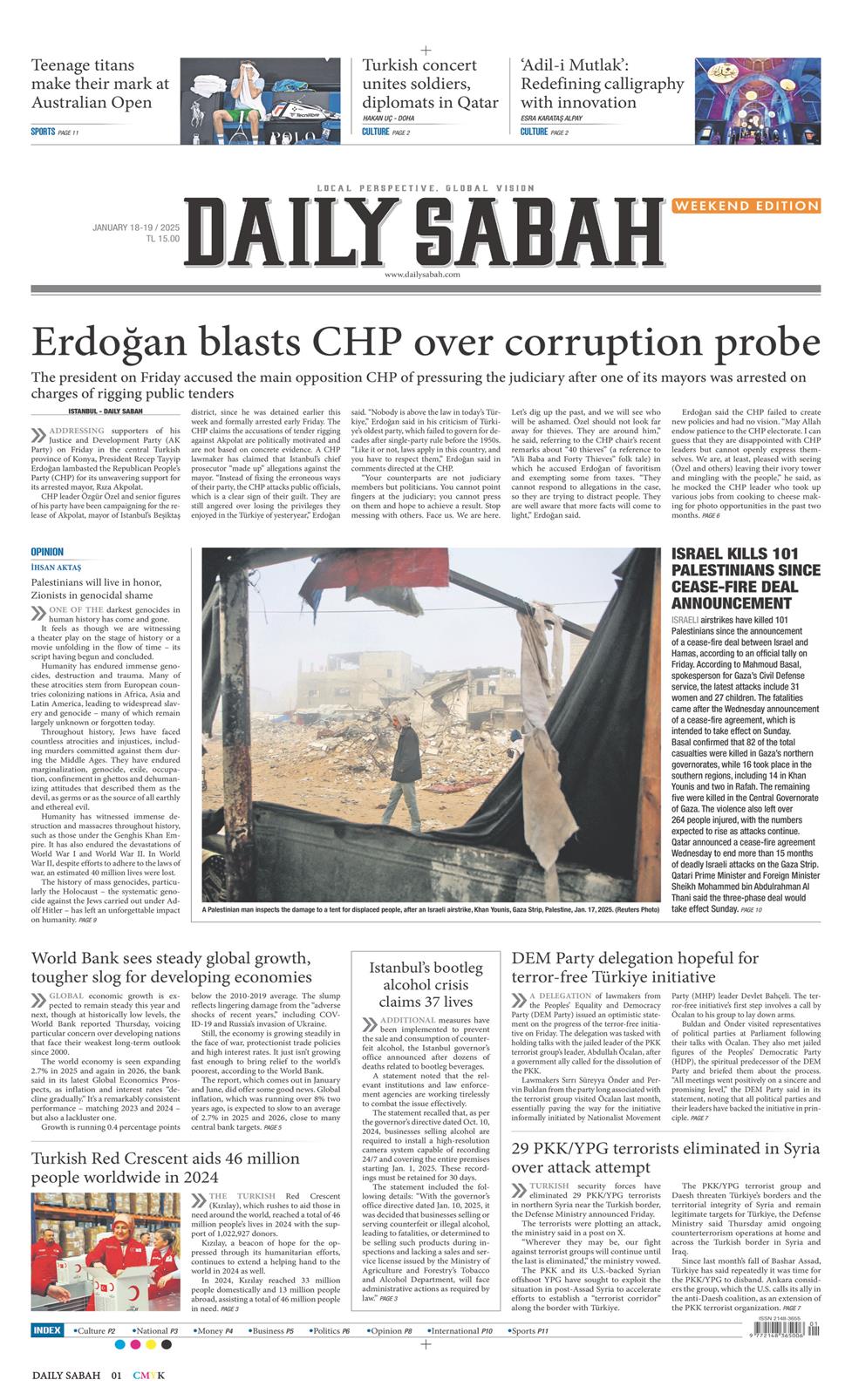 18 Ocak 2025 Cumartesi - Daily Sabah gazetesi manşet