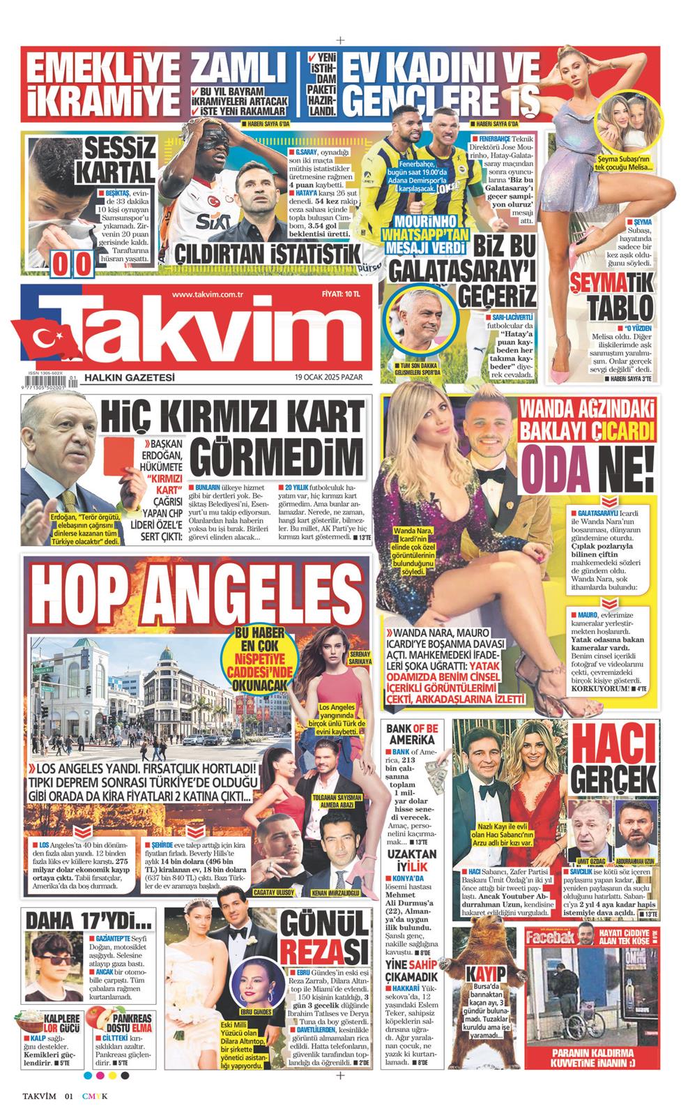 19 Ocak 2025 Pazar - Takvim gazetesi manşet