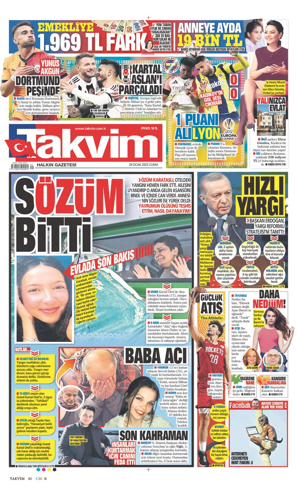 24 Ocak 2025 Cuma - Takvim gazetesi manşet