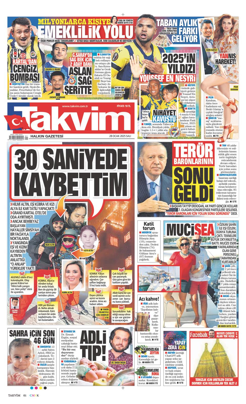 28 Ocak 2025 Salı - Takvim gazetesi manşet