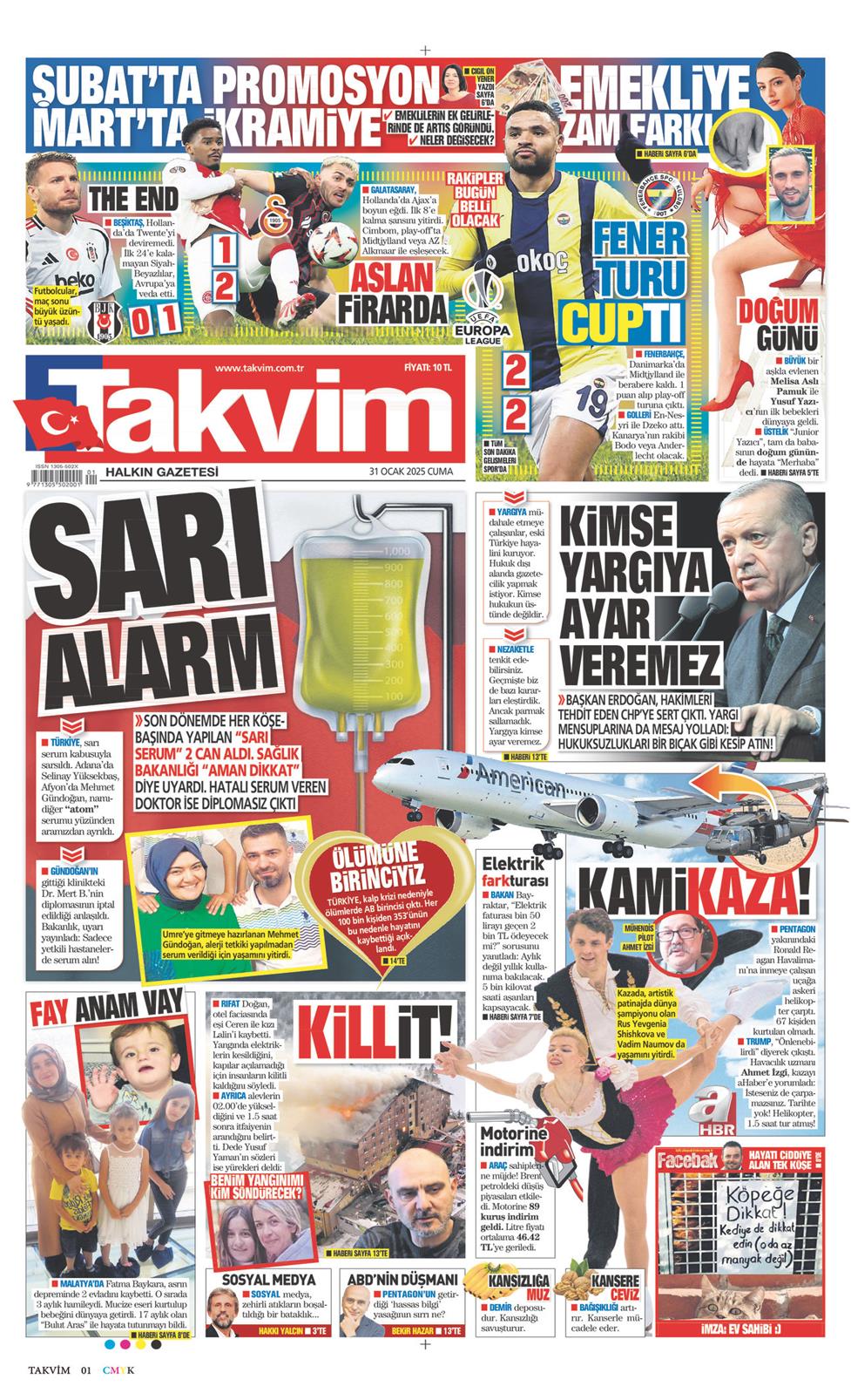31 Ocak 2025 Cuma - Takvim gazetesi manşet