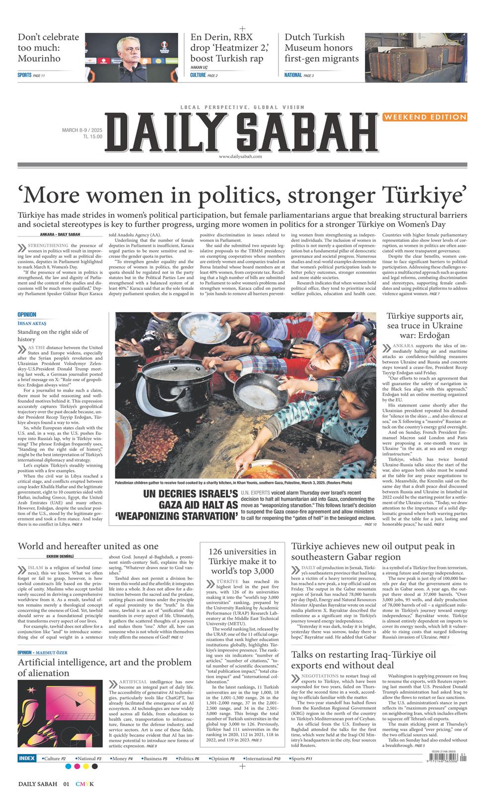 08 Mart 2025 Cumartesi - Daily Sabah gazetesi manşet
