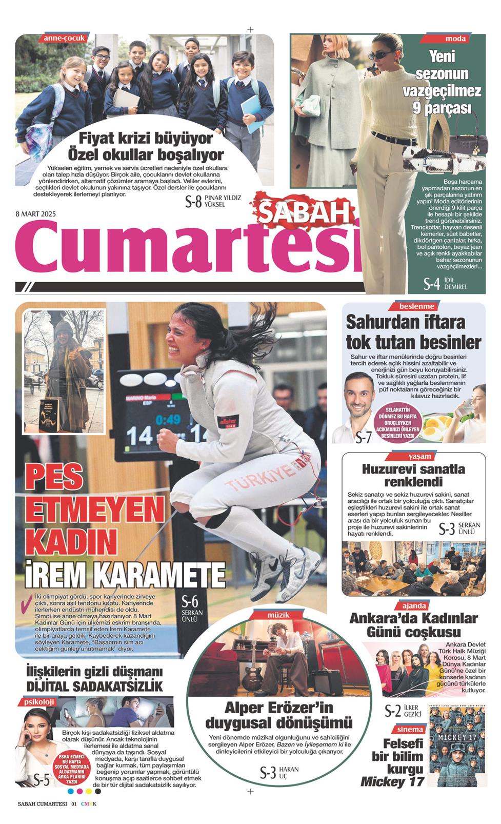 08 Mart 2025 Cumartesi - Sabah Günaydın gazetesi manşet