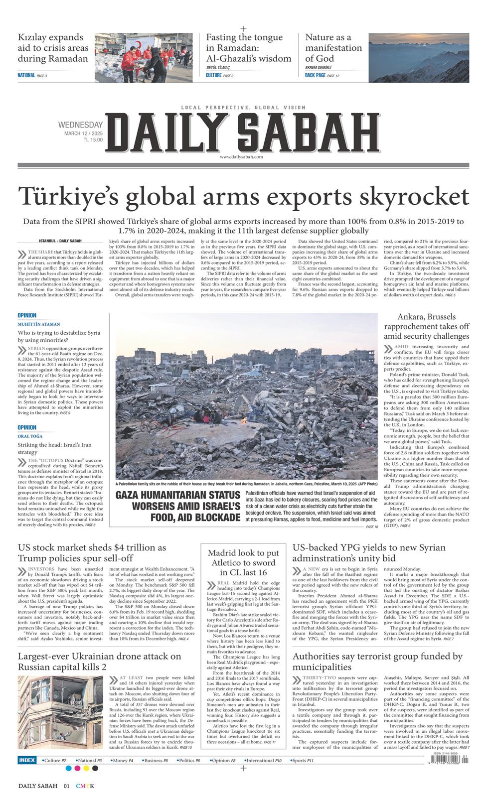 12 Mart 2025 Çarşamba - Daily Sabah gazetesi manşet