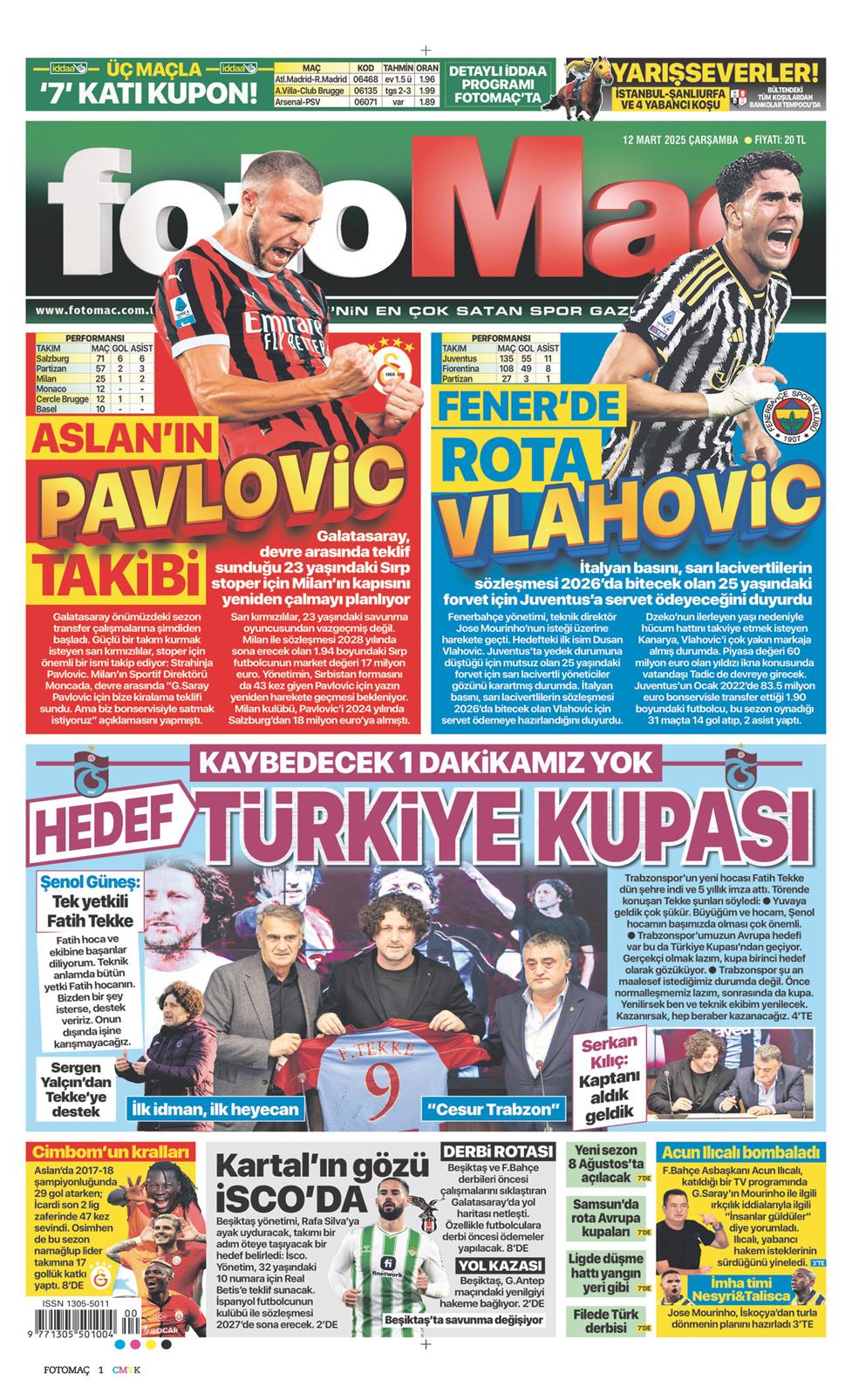 12 Mart 2025 Çarşamba - Fotomaç gazetesi manşet