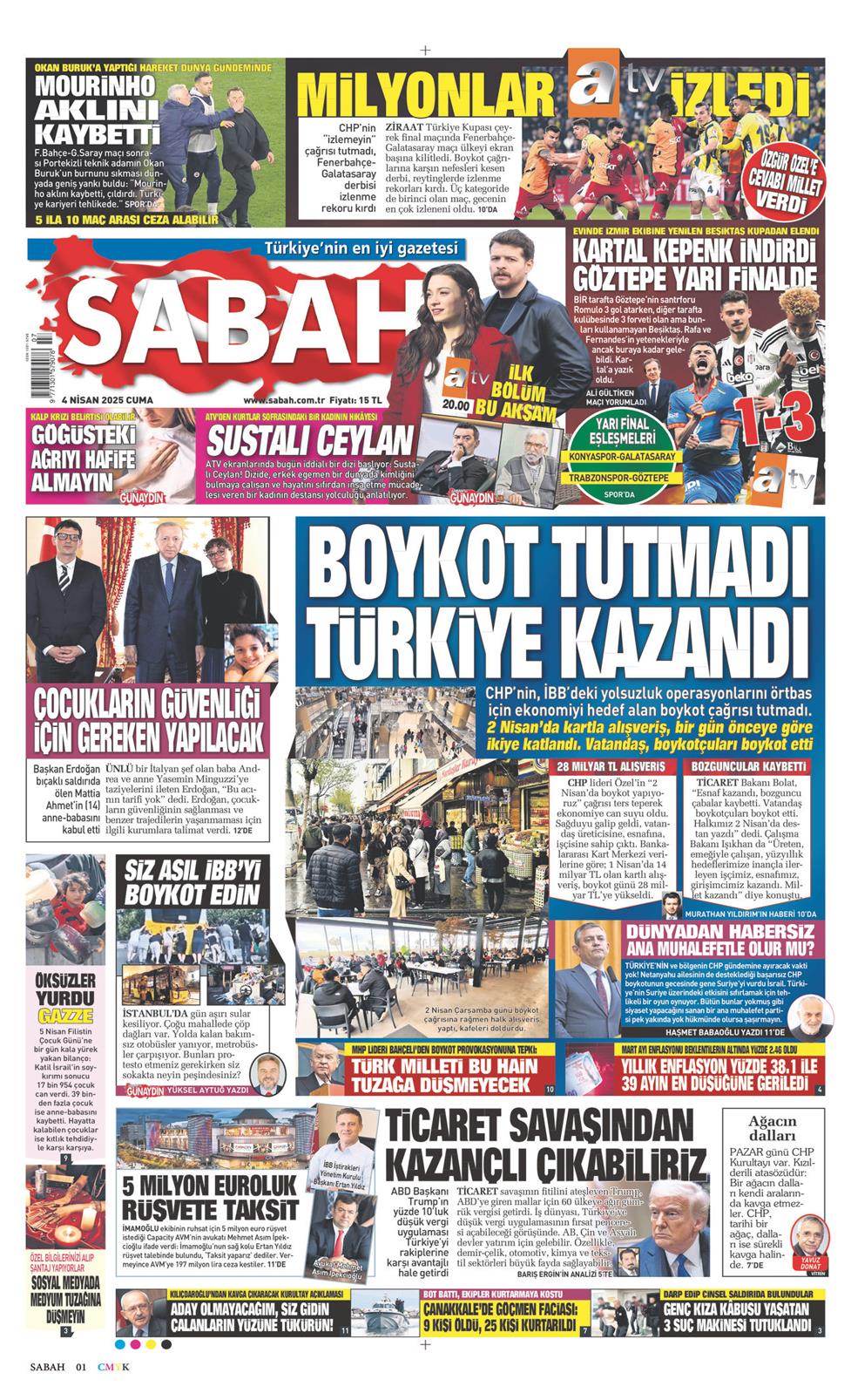 04 Nisan 2025 Cuma - Sabah gazetesi manşet