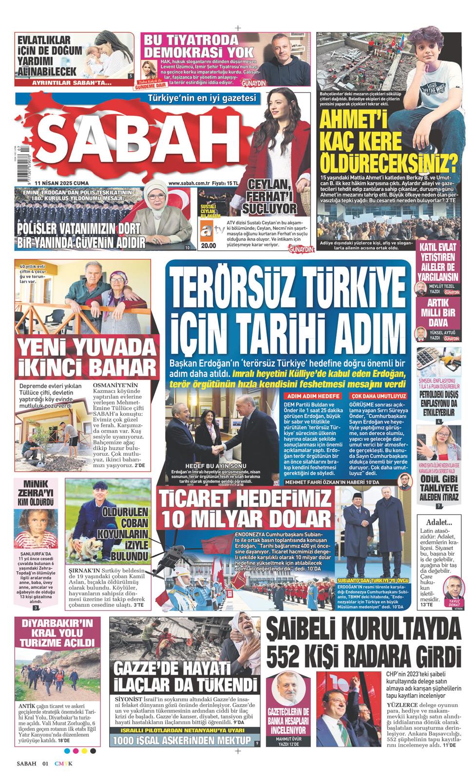 11 Nisan 2025 Cuma - Sabah gazetesi manşet