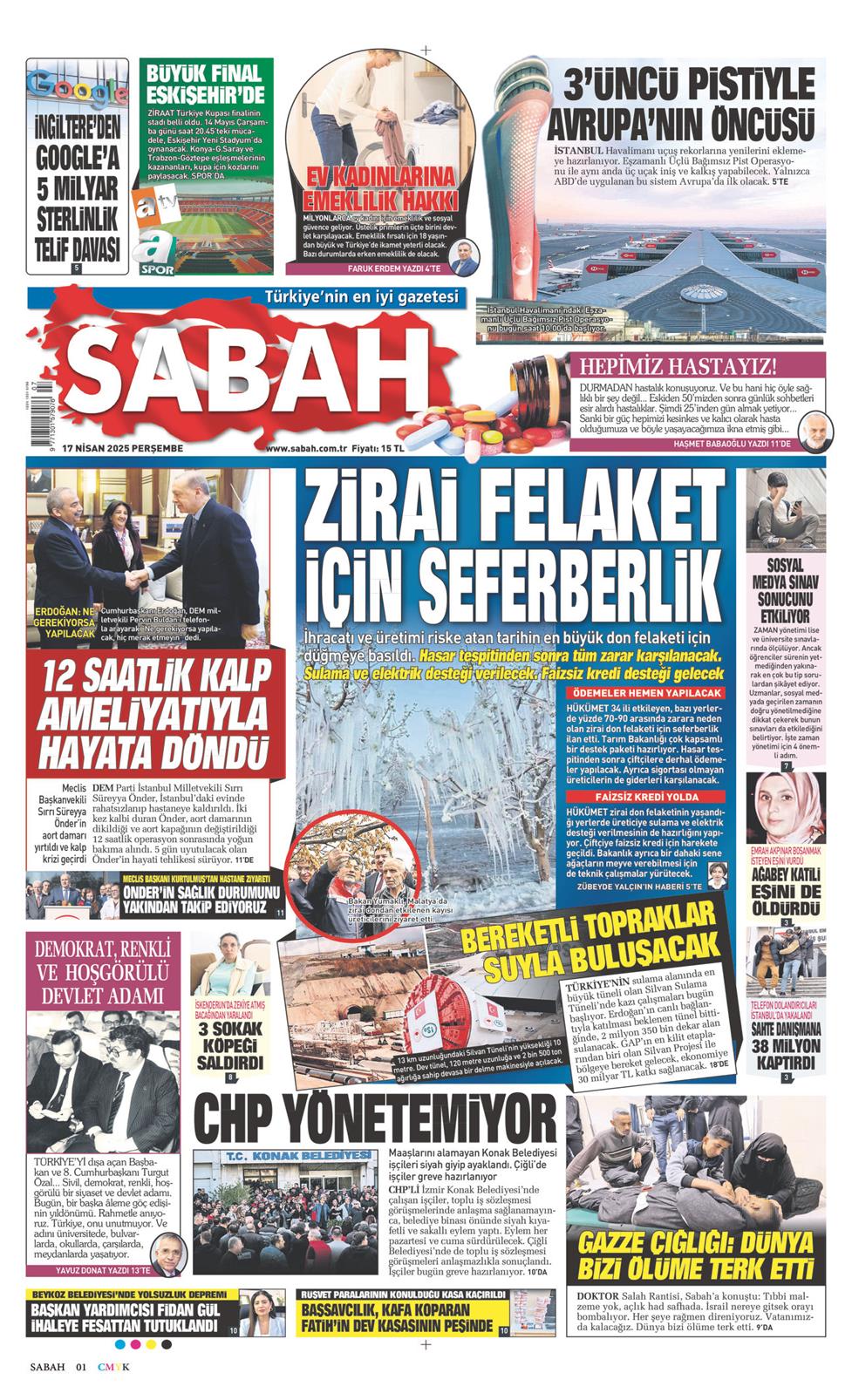 17 Nisan 2025 Perşembe - Sabah gazetesi manşet