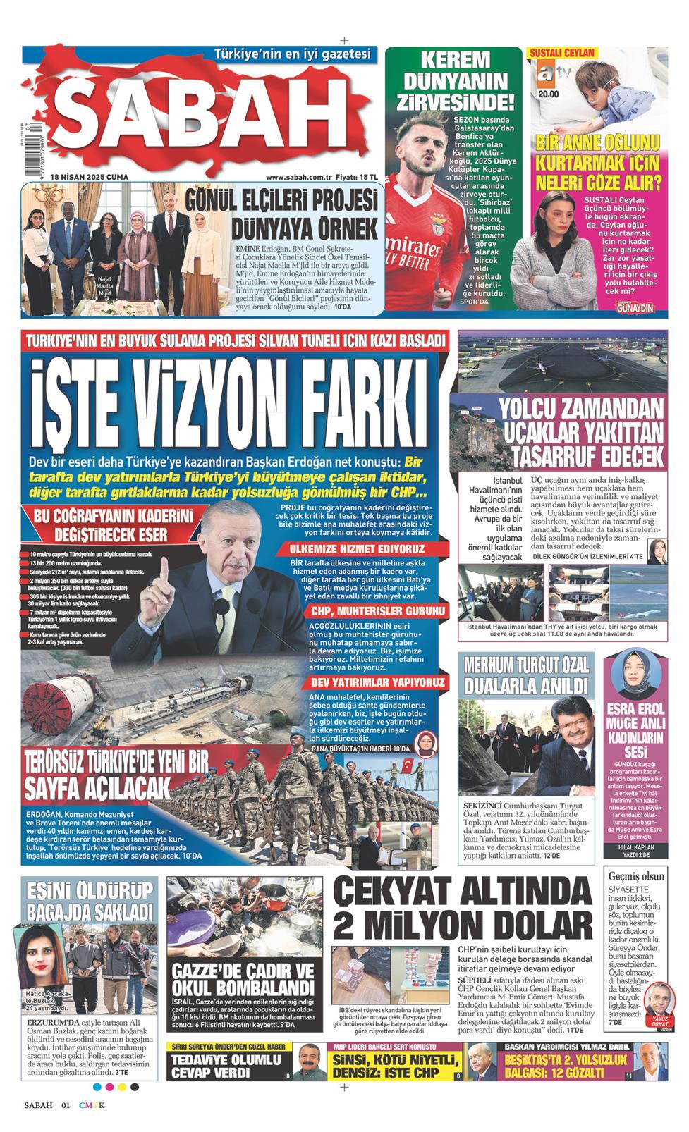 18 Nisan 2025 Cuma - Sabah gazetesi manşet