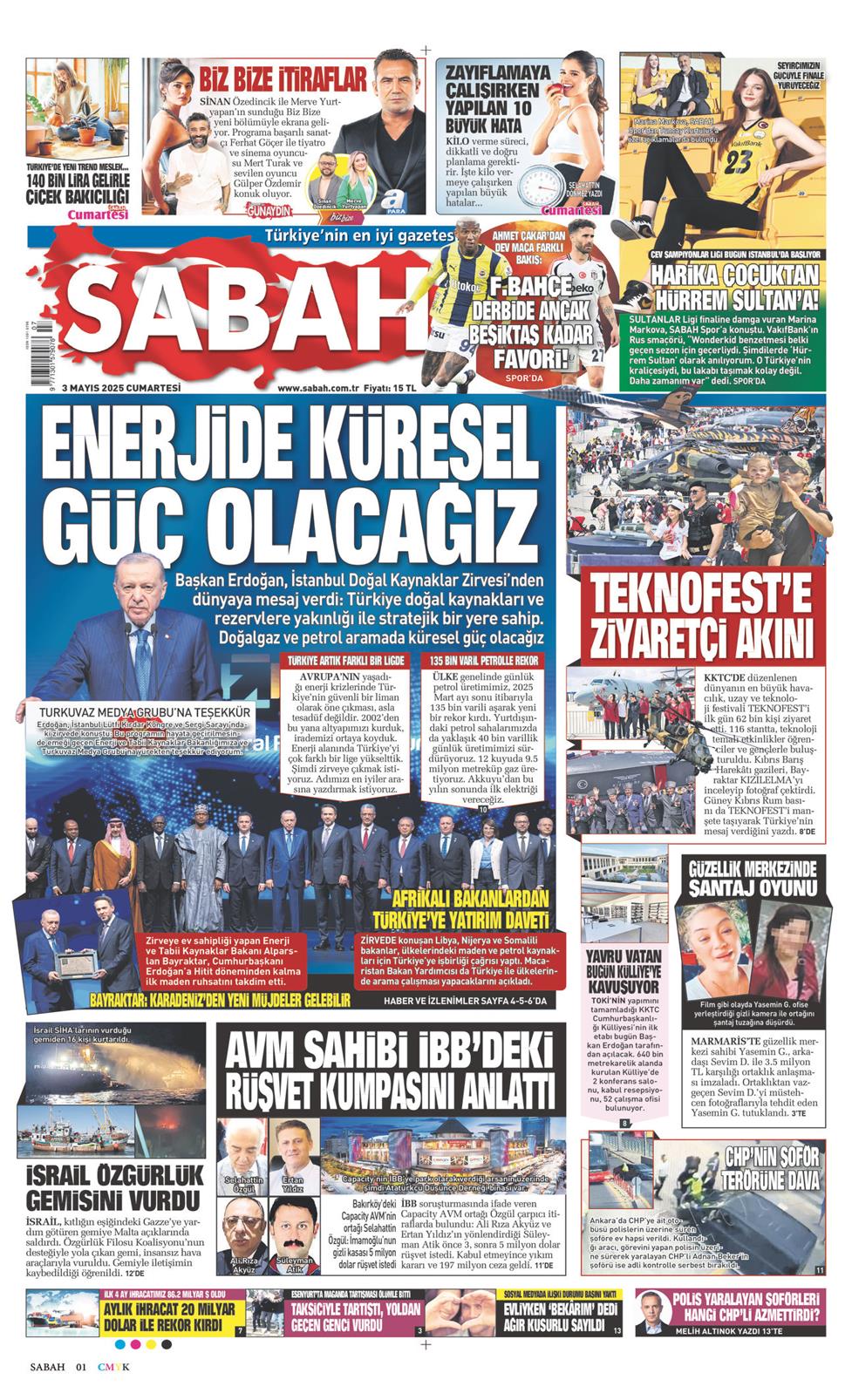 03 Mayıs 2025 Cumartesi - Sabah gazetesi manşet