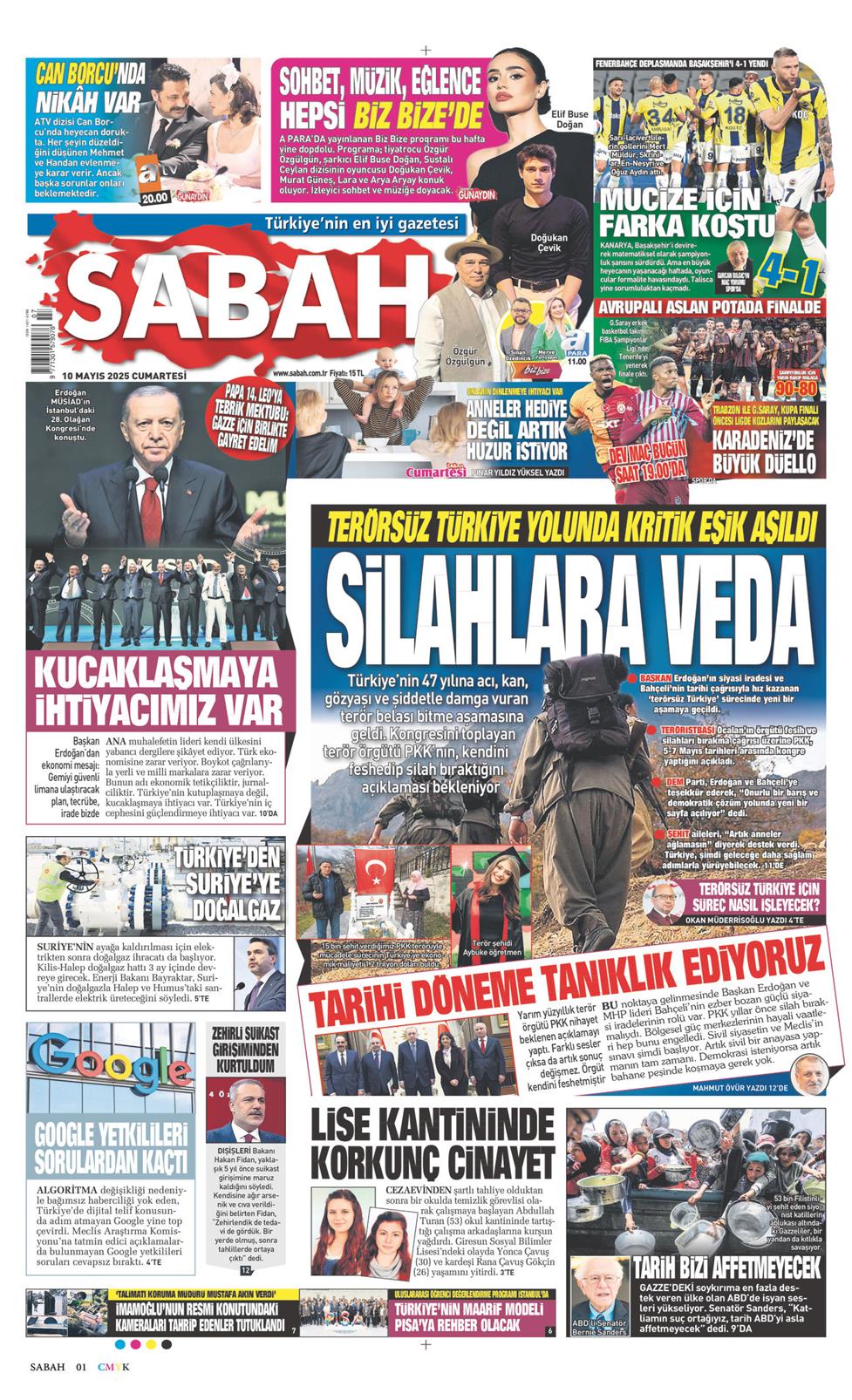 10 Mayıs 2025 Cumartesi - Sabah gazetesi manşet