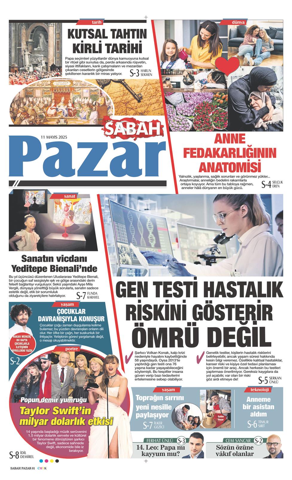 11 Mayıs 2025 Pazar - Sabah Pazar gazetesi manşet