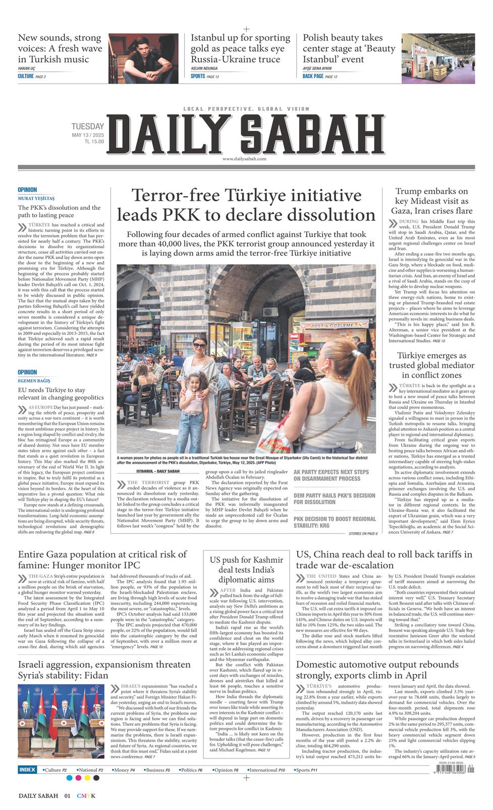 13 Mayıs 2025 Salı - Daily Sabah gazetesi manşet
