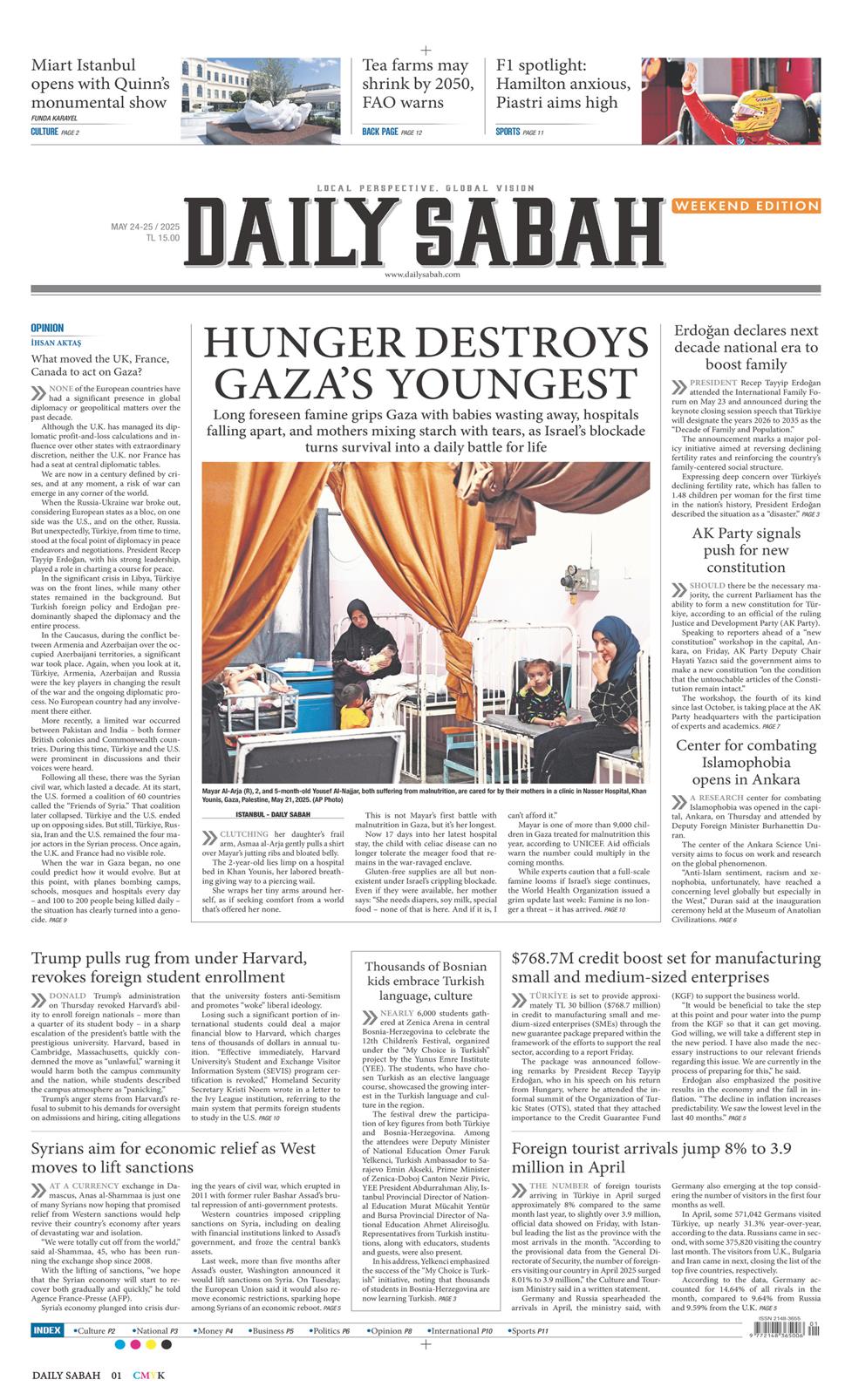 24 Mayıs 2025 Cumartesi - Daily Sabah gazetesi manşet