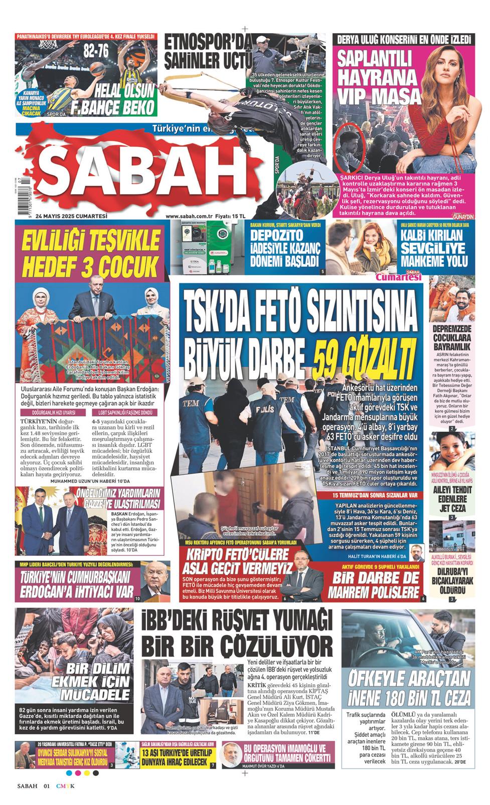 24 Mayıs 2025 Cumartesi - Sabah gazetesi manşet