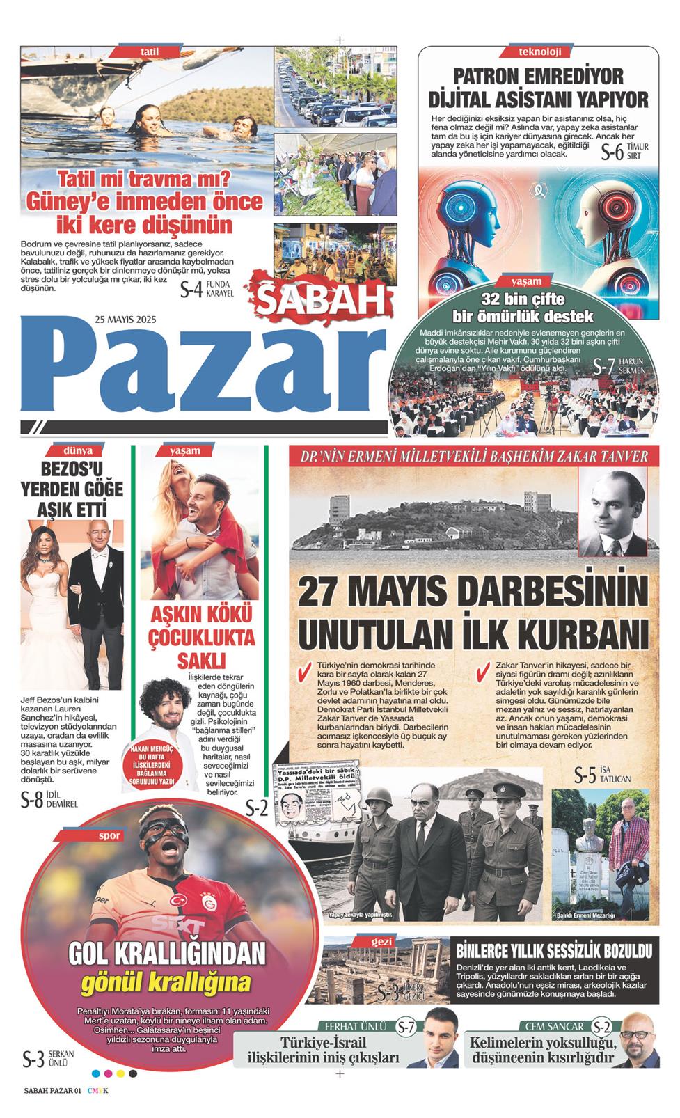 25 Mayıs 2025 Pazar - Sabah Pazar gazetesi manşet