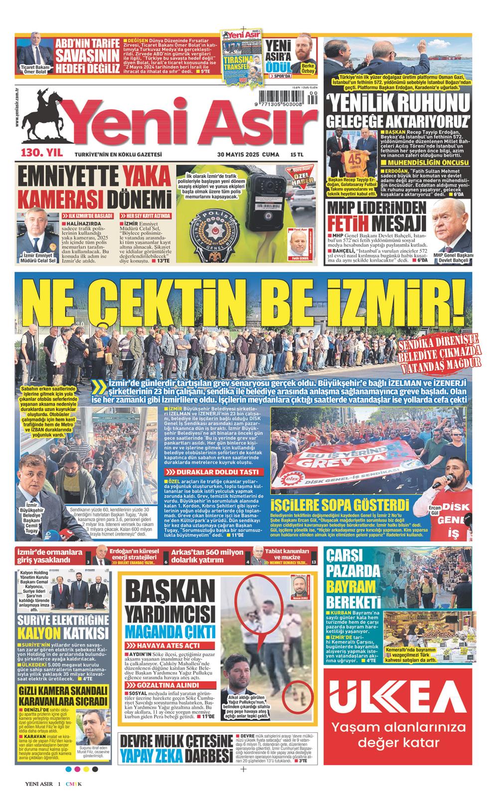30 Mayıs 2025 Cuma - Yeni Asır gazetesi manşet