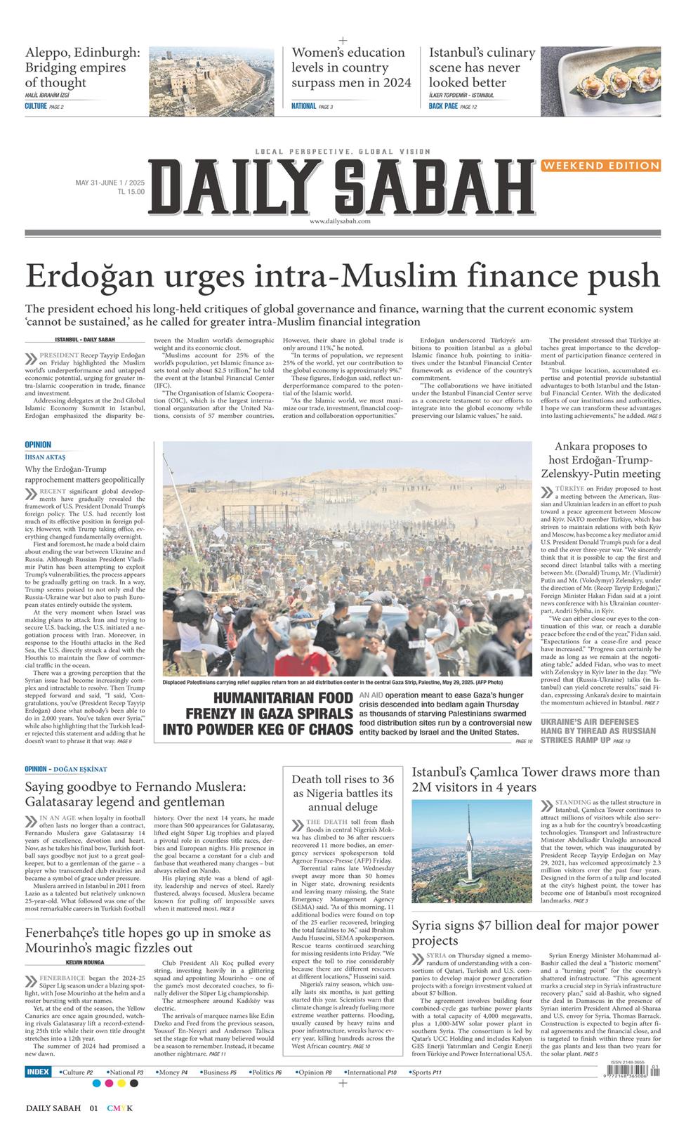 31 Mayıs 2025 Cumartesi - Daily Sabah gazetesi manşet