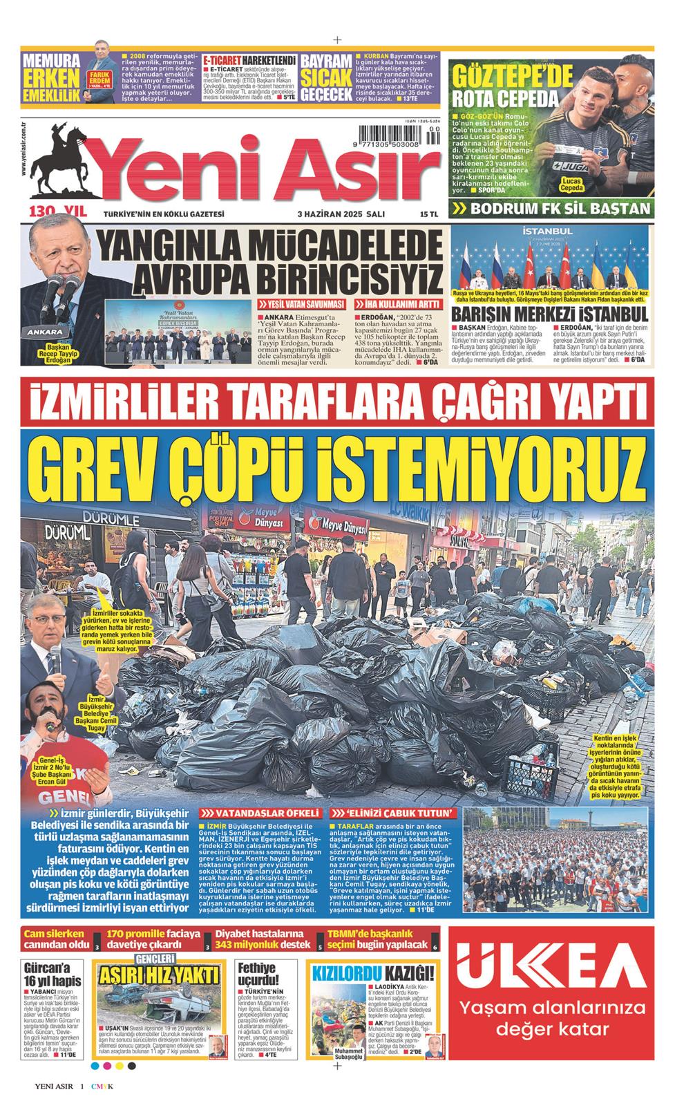 03 Haziran 2025 Salı - Yeni Asır gazetesi manşet