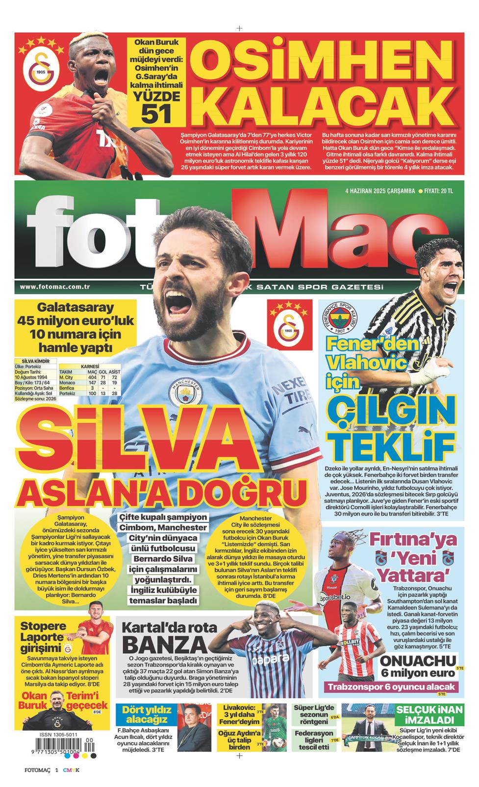 04 Haziran 2025 Çarşamba - Fotomaç gazetesi manşet