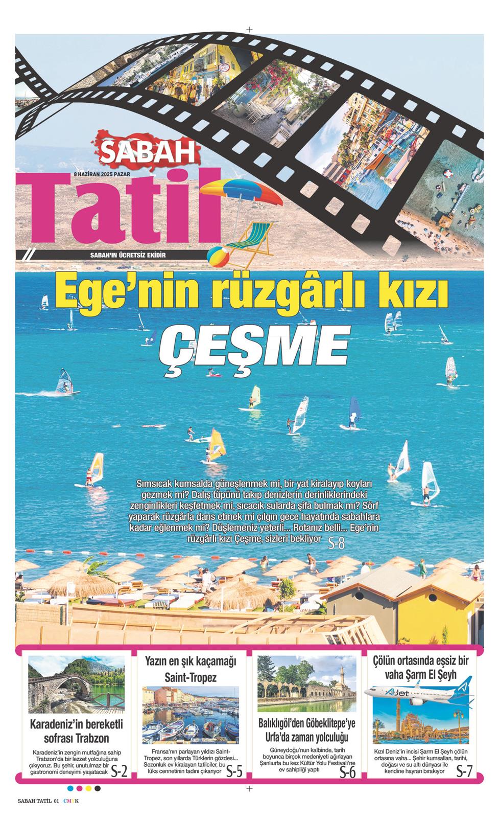 08 Haziran 2025 Pazar - Sabah Tatil gazetesi manşet