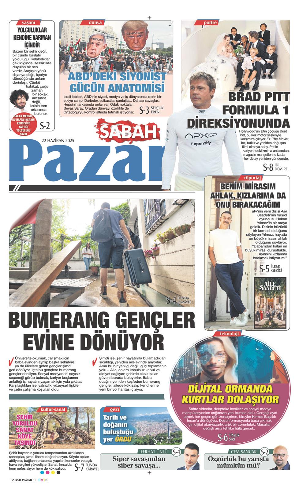22 Haziran 2025 Pazar - Sabah Pazar gazetesi manşet