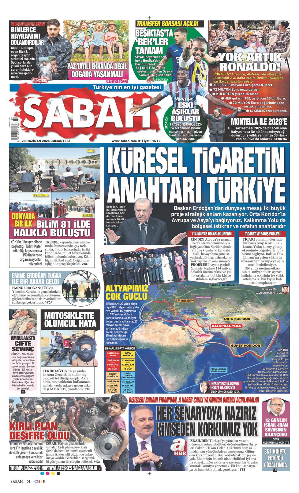 28 Haziran 2025 Cumartesi - Sabah gazetesi manşet
