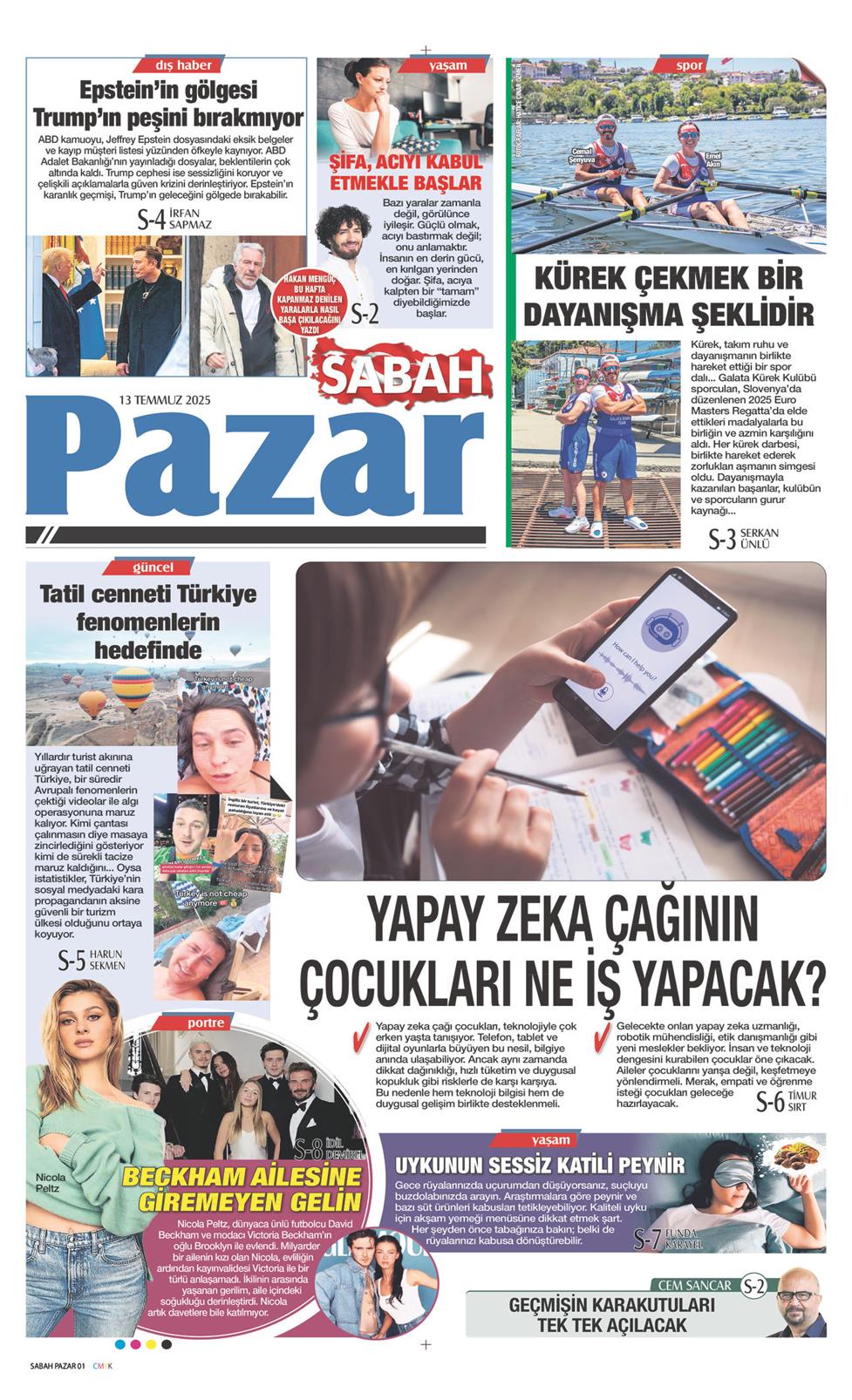 13 Temmuz 2025 Pazar - Sabah Pazar gazetesi manşet