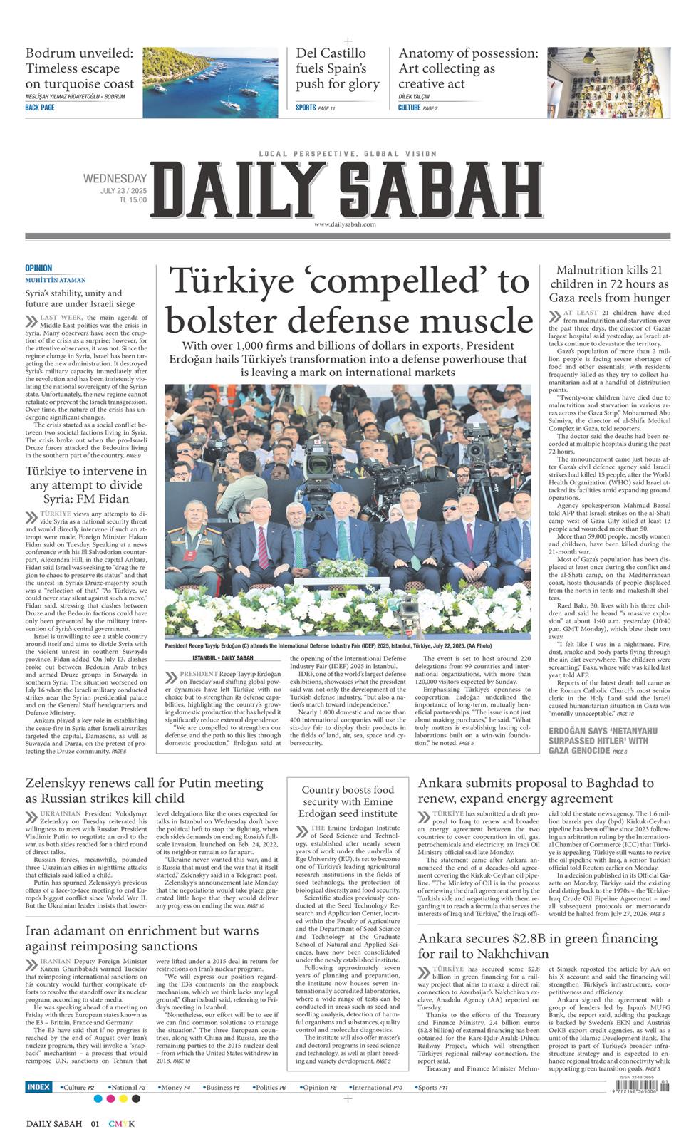 23 Temmuz 2025 Çarşamba - Daily Sabah gazetesi manşet