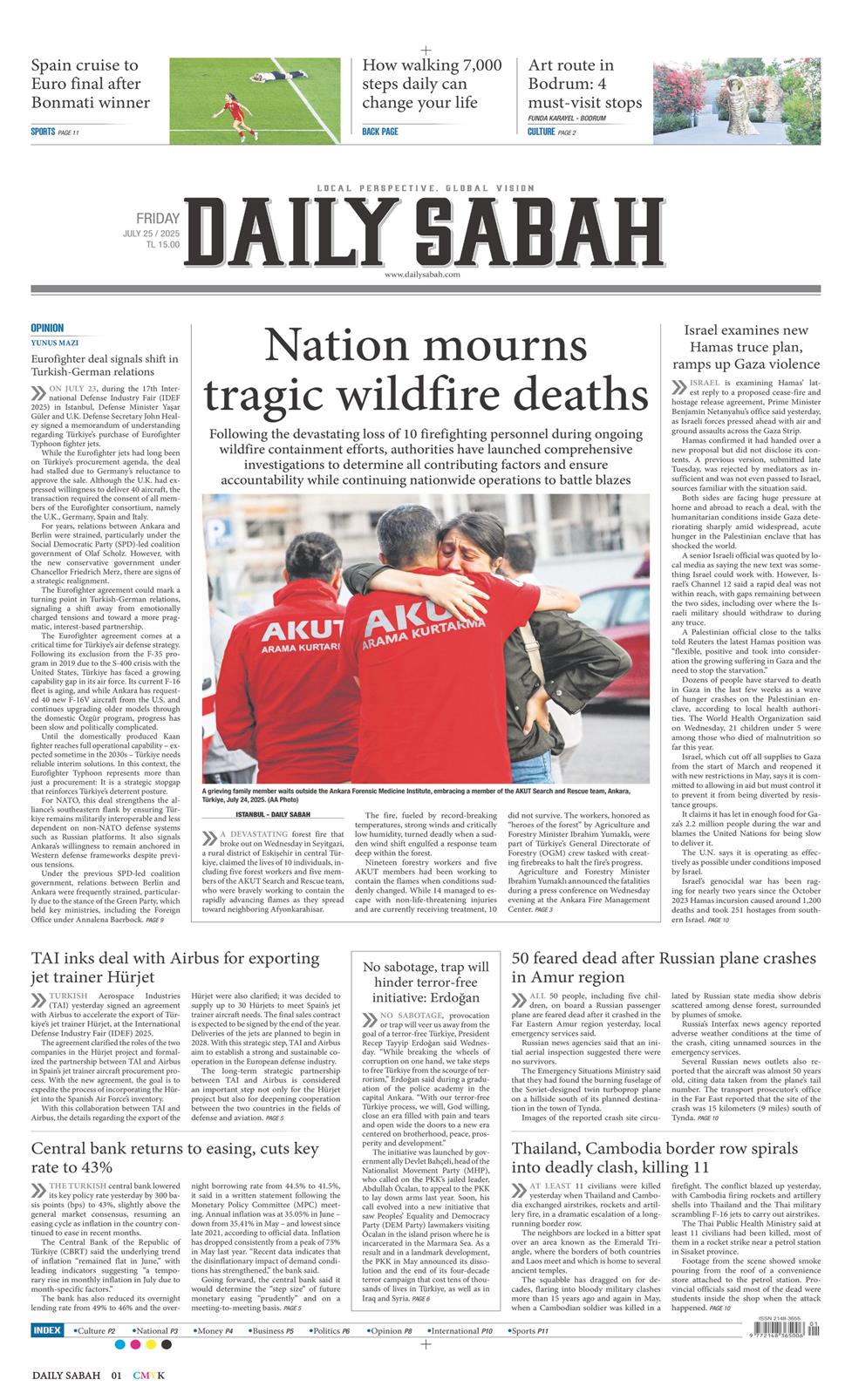 25 Temmuz 2025 Cuma - Daily Sabah gazetesi manşet