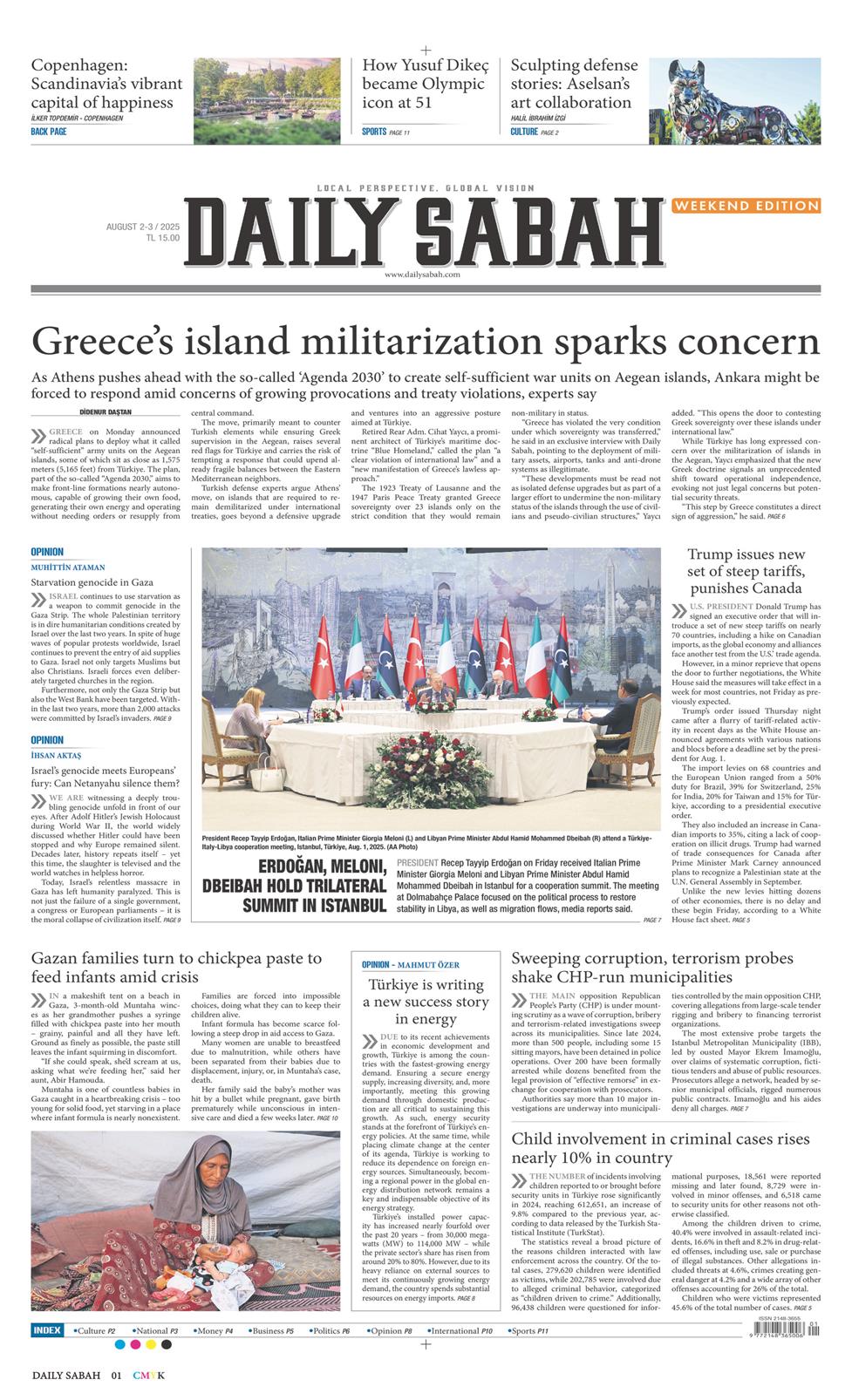 02 Ağustos 2025 Cumartesi - Daily Sabah gazetesi manşet