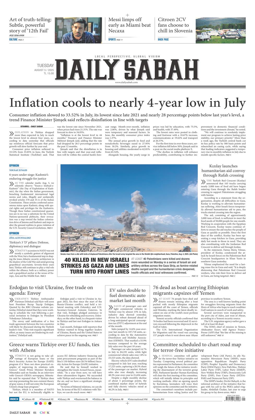 05 Ağustos 2025 Salı - Daily Sabah gazetesi manşet