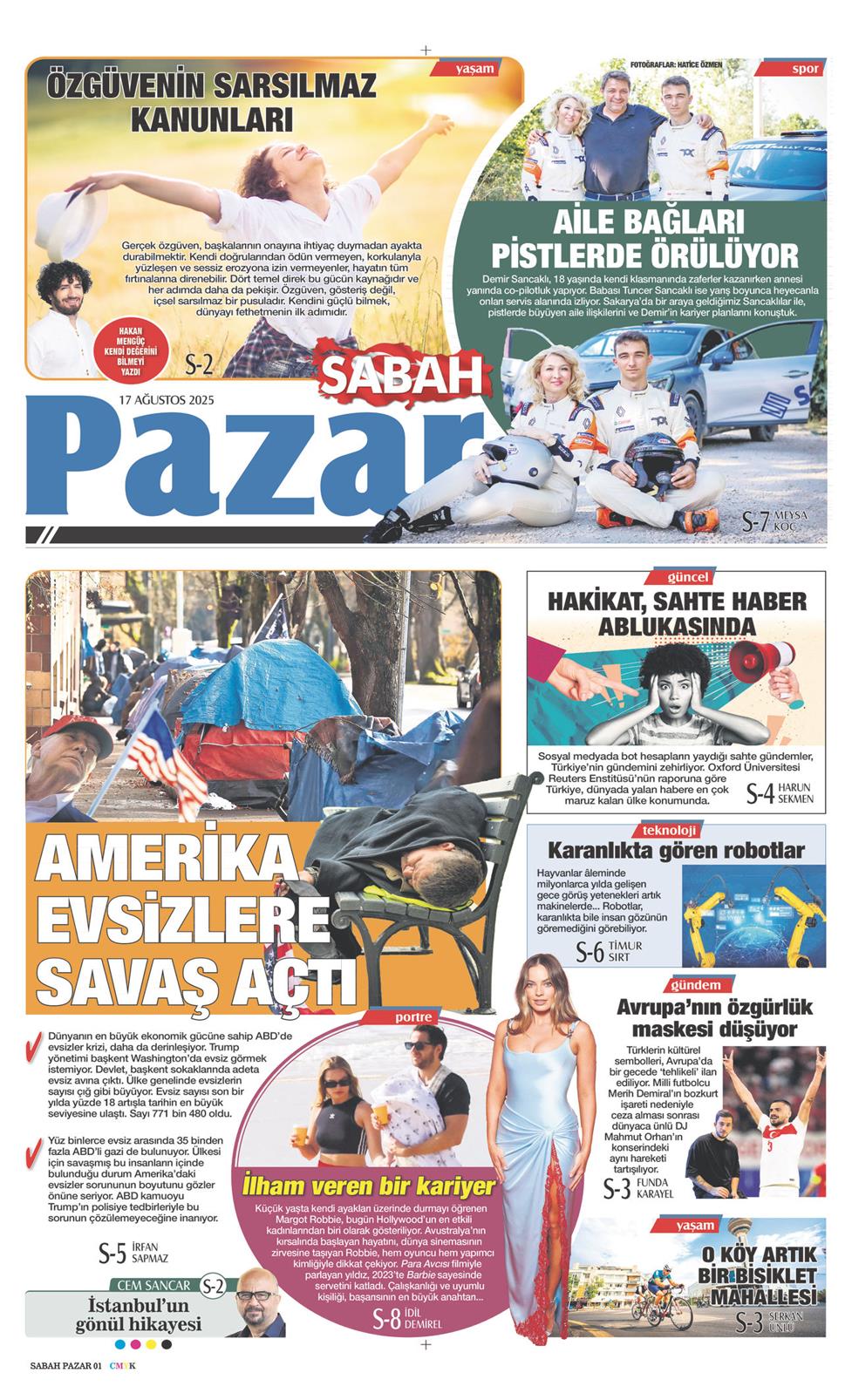 17 Ağustos 2025 Pazar - Sabah Pazar gazetesi manşet