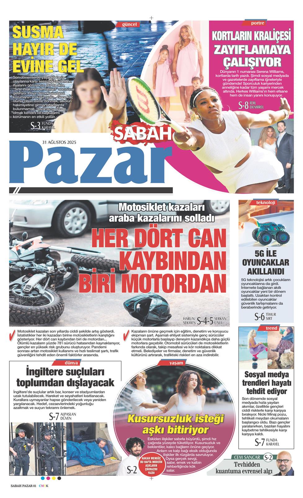 31 Ağustos 2025 Pazar - Sabah Pazar gazetesi manşet
