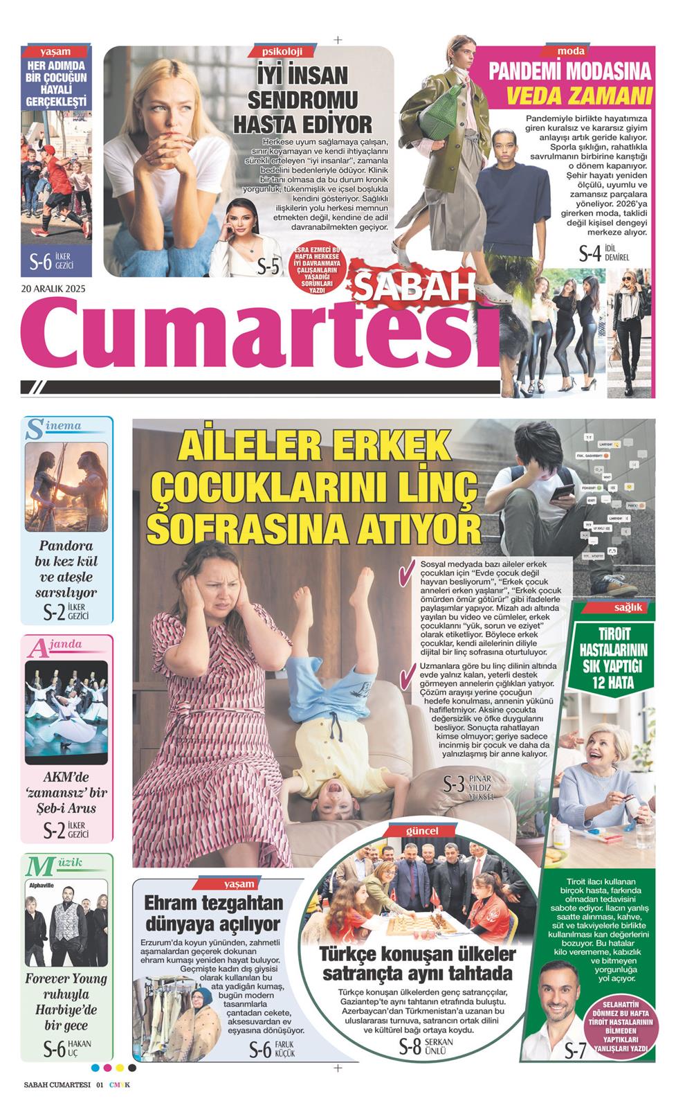 20 Aralık 2025 Cumartesi - Sabah Günaydın gazetesi manşet