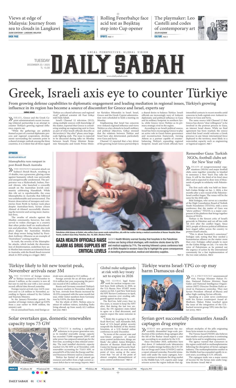 23 Aralık 2025 Salı - Daily Sabah gazetesi manşet