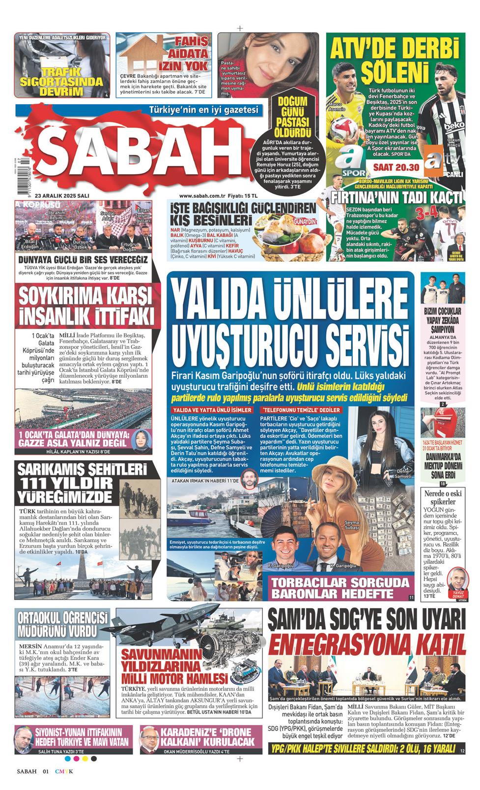 23 Aralık 2025 Salı - Sabah gazetesi manşet