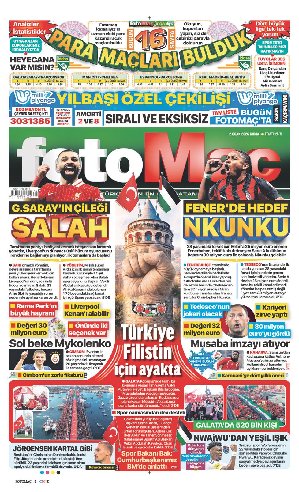 Fotomaç Gazetesi 2 Ocak 2026, Cuma Günü Manşeti