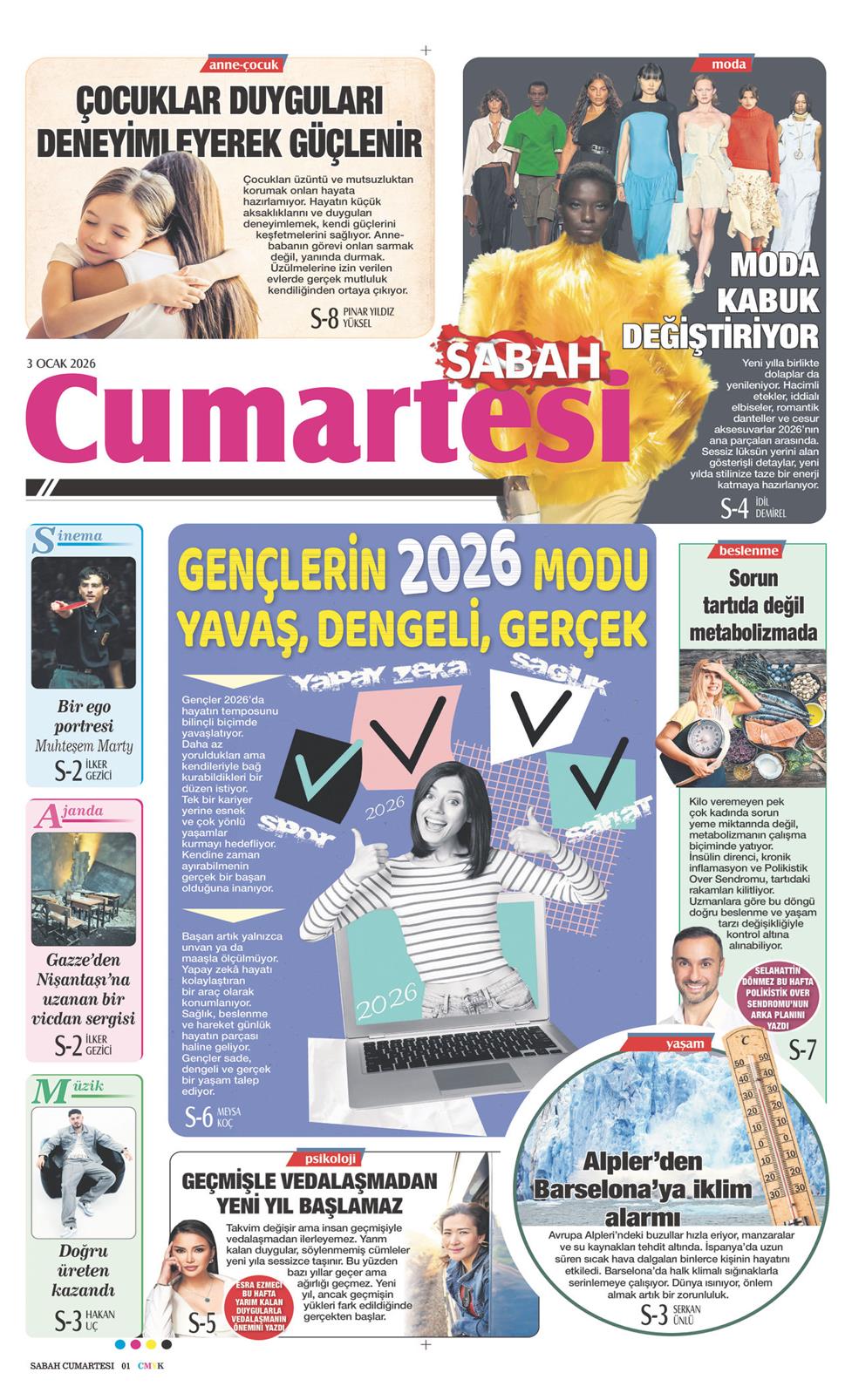 Sabah Günaydın Gazetesi 3 Ocak 2026, Cumartesi Günü Manşeti